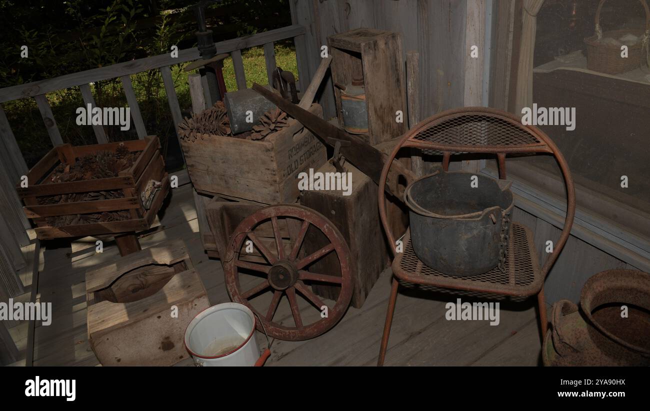 Casalinghi dei pionieri, Landrum Homestead and Village. Foto Stock