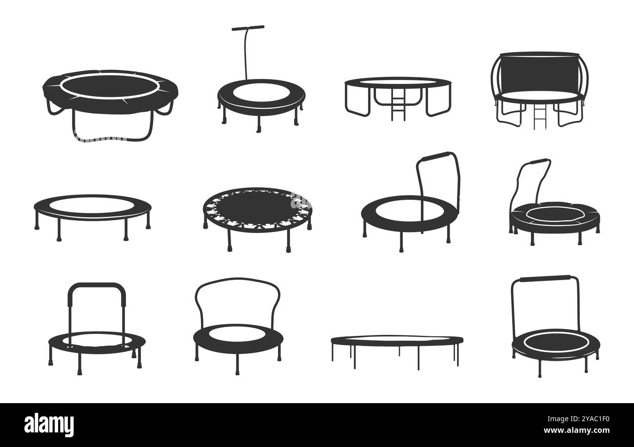 Vettori del trampolino, silhouette del trampolino, clip art del trampolino, illustrazione del vettore del trampolino. Illustrazione Vettoriale