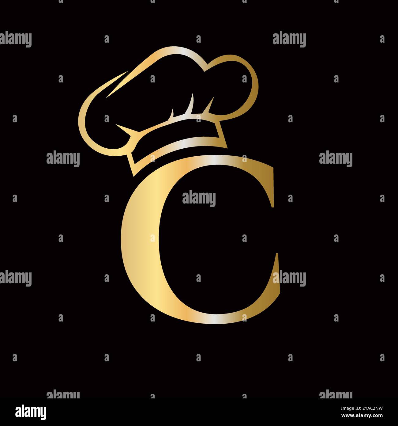 Concept del logo dello chef Letter C per il modello vettoriale del sospiro del ristorante Illustrazione Vettoriale