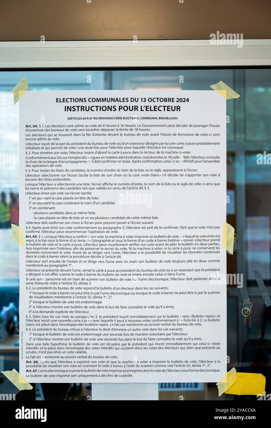 Norme e regolamenti in francese durante le elezioni locali a Jette, regione di Bruxelles-capitale, Belgio durante le elezioni amministrative del 13 ottobre 2024 Foto Stock