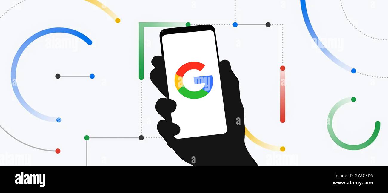 Logotipo Google visualizzato sul telefono Foto Stock