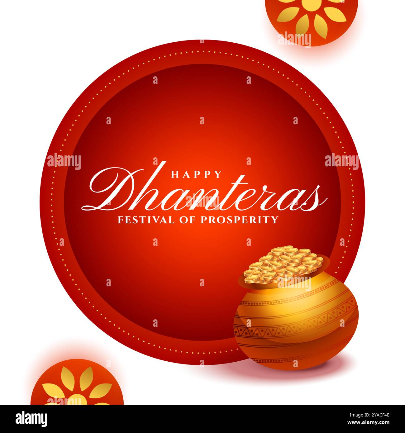 happy dhanteras evento religioso sfondo con moneta d'oro kalasha vettore Illustrazione Vettoriale