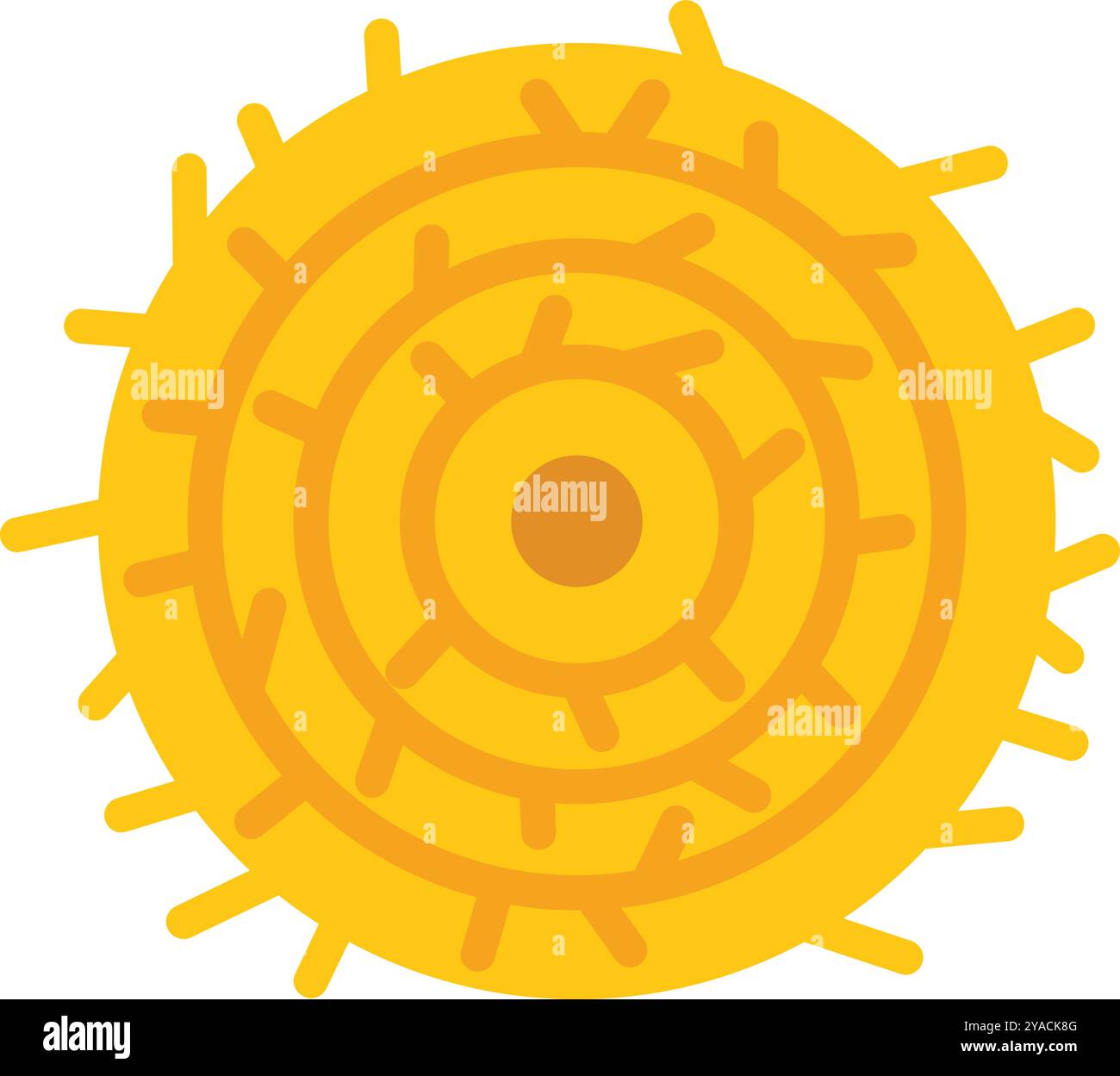 Balla rotonda di fieno che mostra cerchi concentrici dall'alto, vita rurale in campagna Illustrazione Vettoriale
