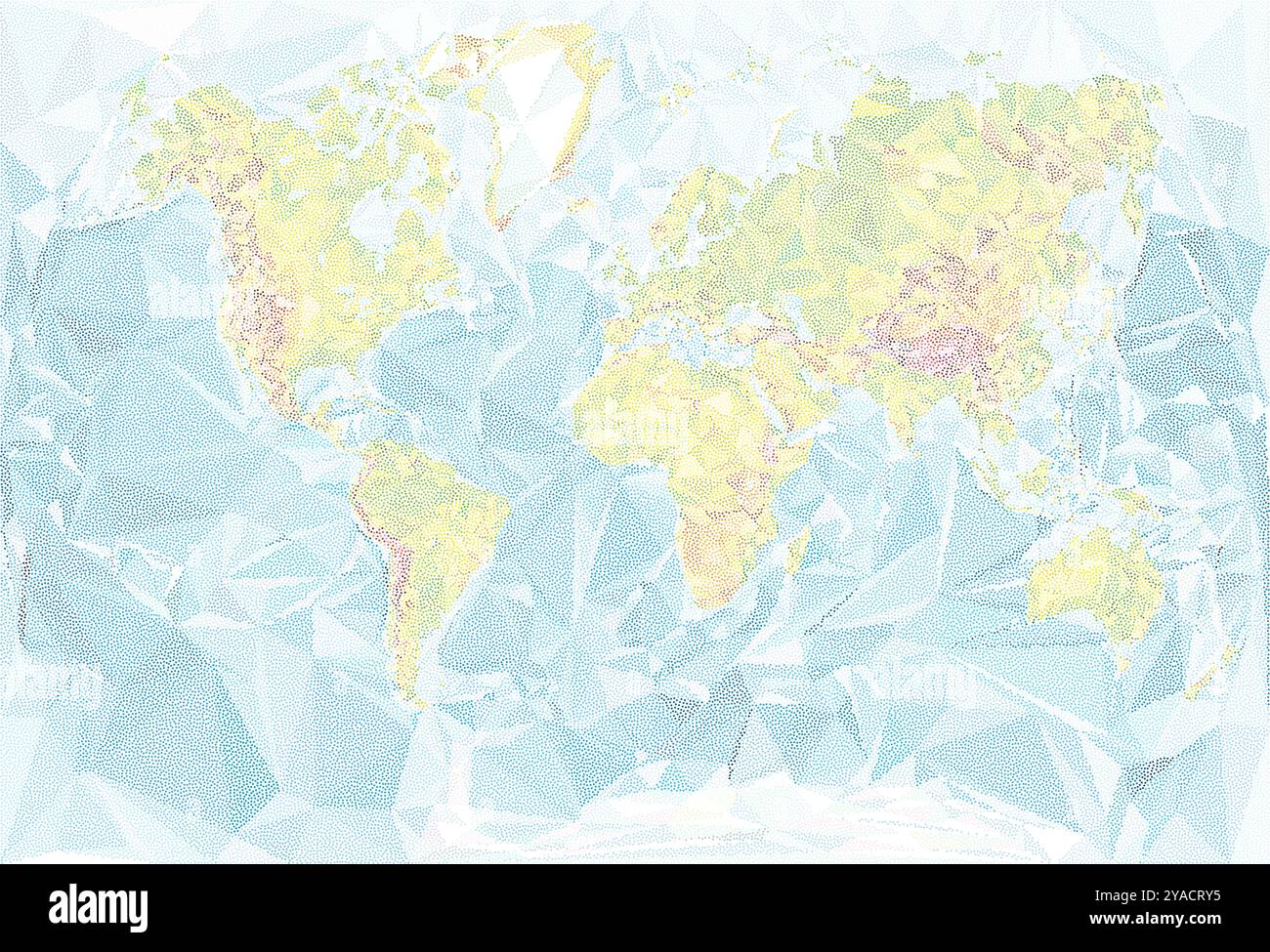 Mappa del mondo vettoriale realizzata con texture poligonale a stipplo Illustrazione Vettoriale