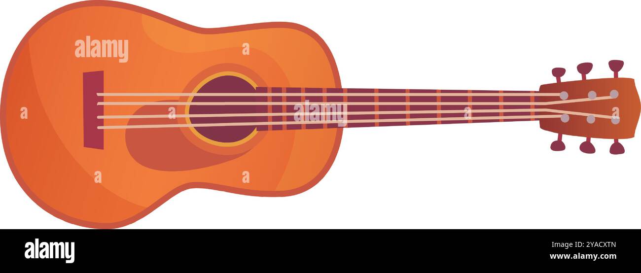 La chitarra acustica presenta una finitura marrone arancio e un design classico, ideale per musicisti di tutti i livelli di abilità che invitano creatività e performance Illustrazione Vettoriale