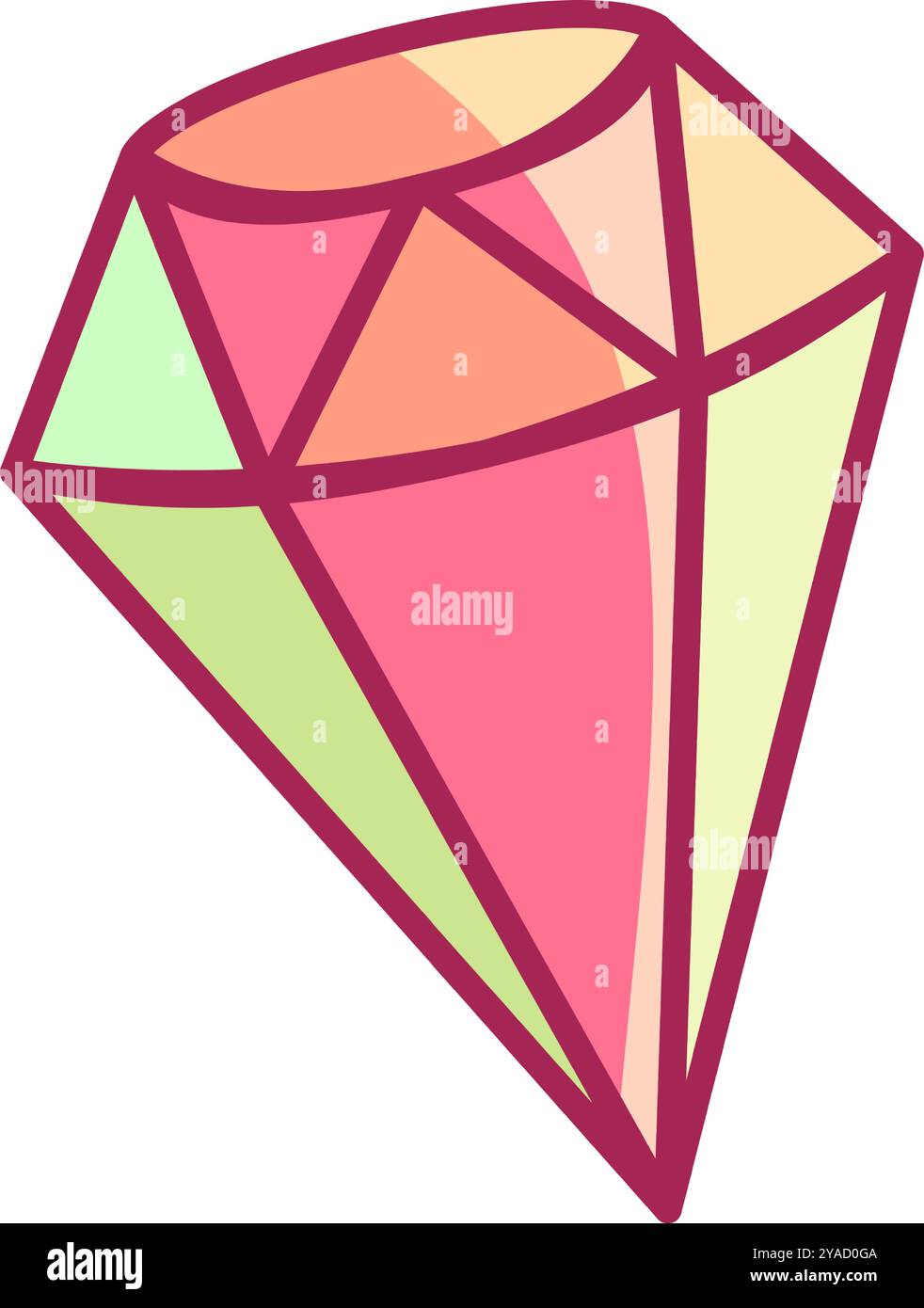 Una vibrante forma a diamante caratterizzata da un mix di colori pesca e menta disegnati con sfaccettature geometriche. Questo design unico può migliorare vari aspetti artistici Illustrazione Vettoriale