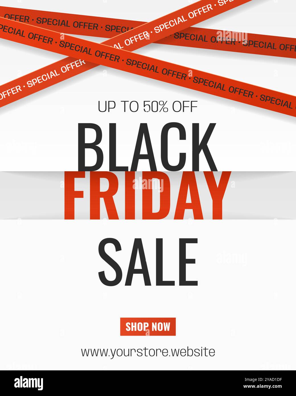 Striscione verticale con nastri in vendita per il Black Friday. Illustrazione Vettoriale