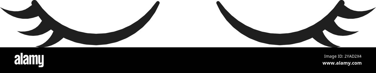 L'opera d'arte presenta ciglia nere splendidamente lavorate, esposte su uno sfondo bianco e pulito, che enfatizza il loro design intricato e l'eleganza Illustrazione Vettoriale