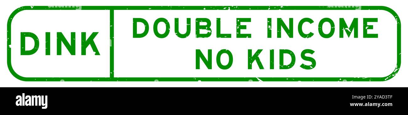 Verde grunge DINK doppio reddito, senza timbro in gomma quadrato parola bambini su sfondo bianco Illustrazione Vettoriale