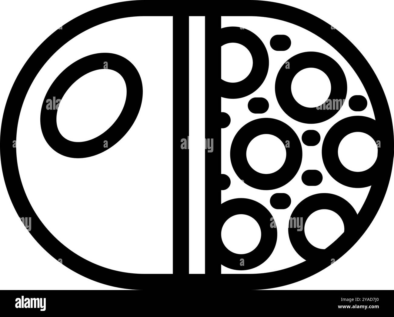 Semplice icona vettoriale di una cellula del sangue che perde ossigeno, che rappresenta anemia malattia e problemi di salute del sangue Illustrazione Vettoriale