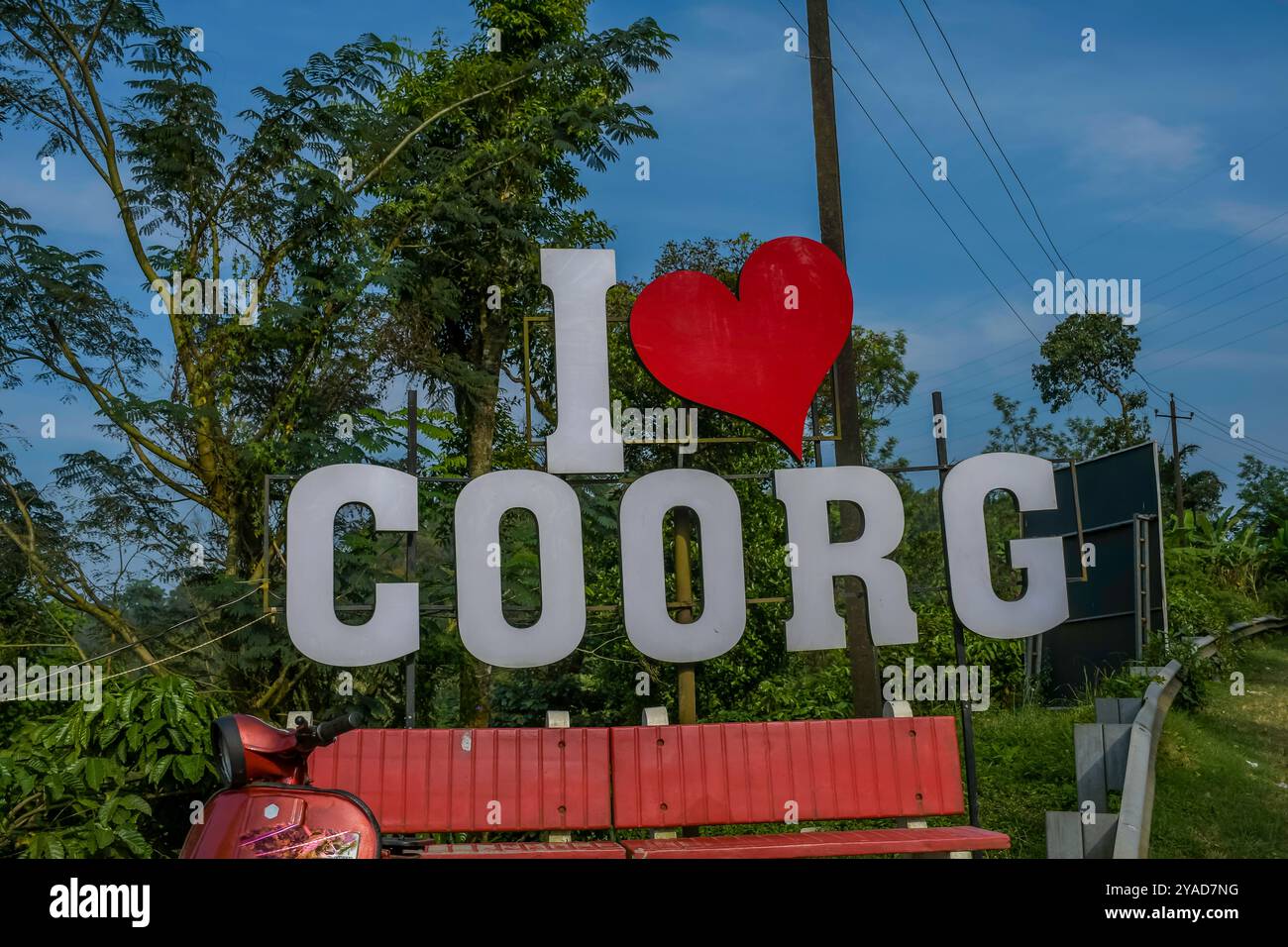 Cartello di benvenuto Coorg a karnataka India Foto Stock