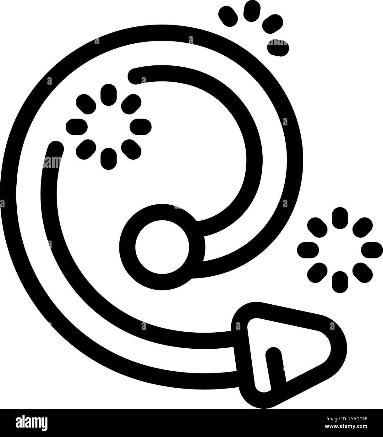 Icona a forma di linea in grassetto di un pianeta che entra nel campo gravitazionale di una stella Illustrazione Vettoriale