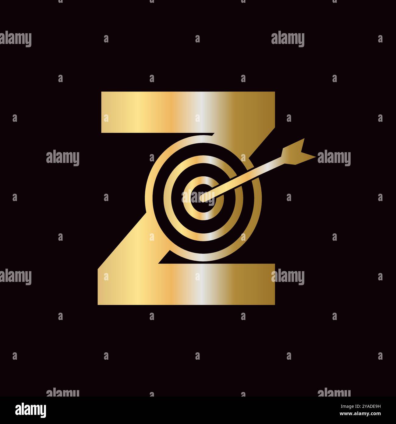 Combinazione del logo Letter Z Success con l'icona Bow Target Illustrazione Vettoriale