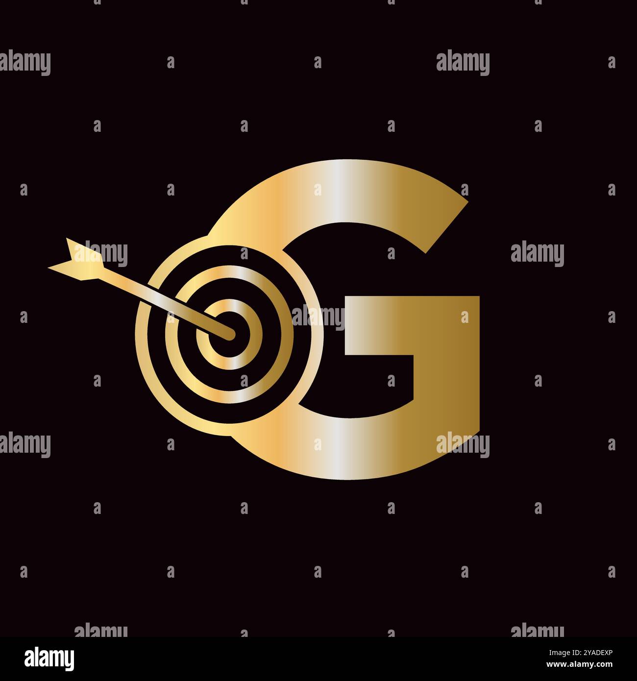 Lettera G Logo Success combinazione con l'icona Bow Target Illustrazione Vettoriale