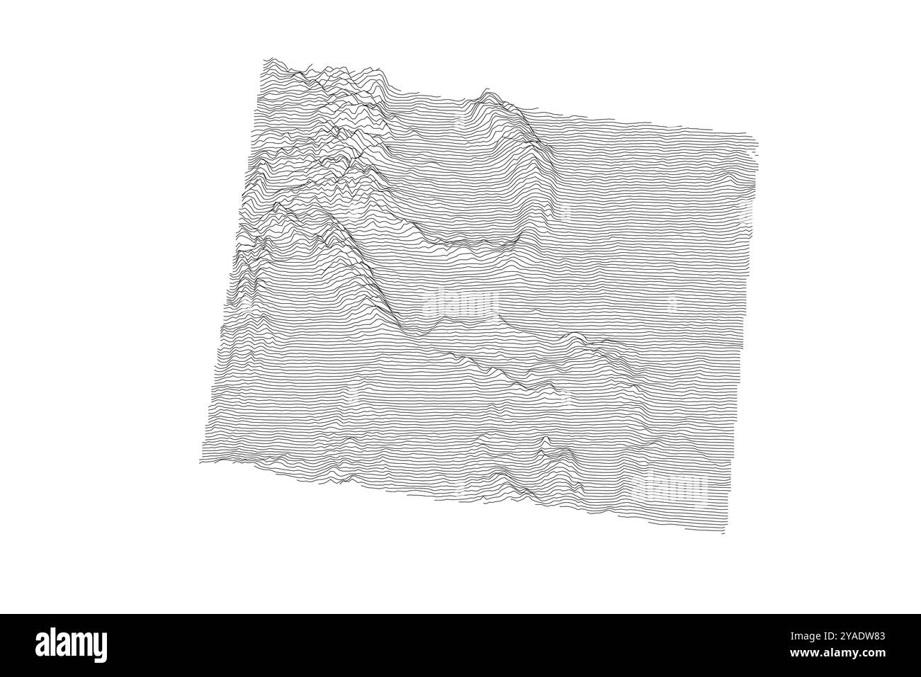 Mappa del Wyoming che mostra una topografia spettacolare dalle alte pianure alle Montagne Rocciose e ai bacini Illustrazione Vettoriale