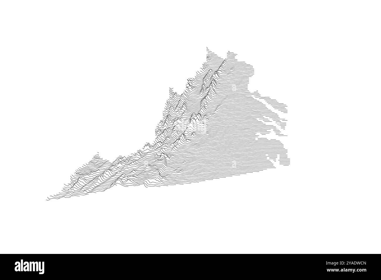 Mappa della Virginia ridgeline che illustra diverse topografie dalla pianura costiera atlantica a Blue Ridge e ai monti Appalachi Illustrazione Vettoriale