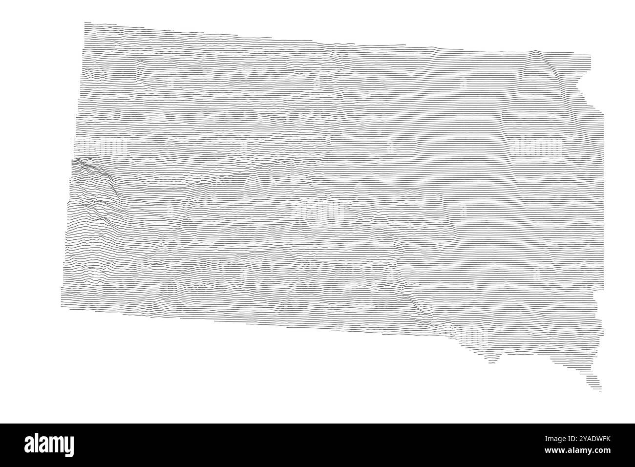 Mappa delle piste del South Dakota che illustra diversi terreni, dalle praterie alle Black Hills e alle Badlands Illustrazione Vettoriale