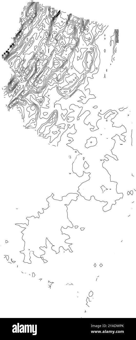 Mappa dettagliata dello stato del New Jersey, che mostra la sua topografia diversificata, dalle pianure costiere agli altipiani Illustrazione Vettoriale