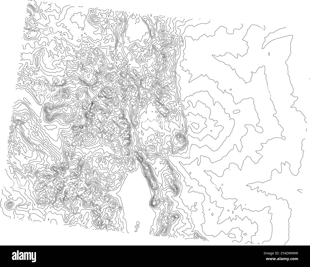 Intricata mappa di contorno dello stato del Colorado, che illustra i suoi drammatici cambiamenti di altitudine e il terreno montuoso Illustrazione Vettoriale