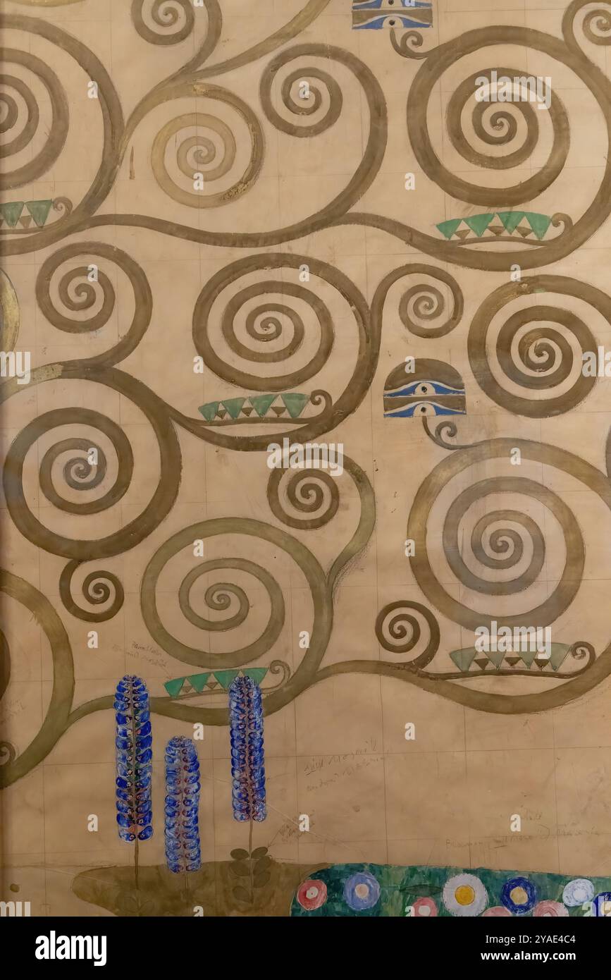 Vienna, Austria - 27 aprile 2024: Dettaglio di un disegno di Klimt nel Museo MAK Foto Stock