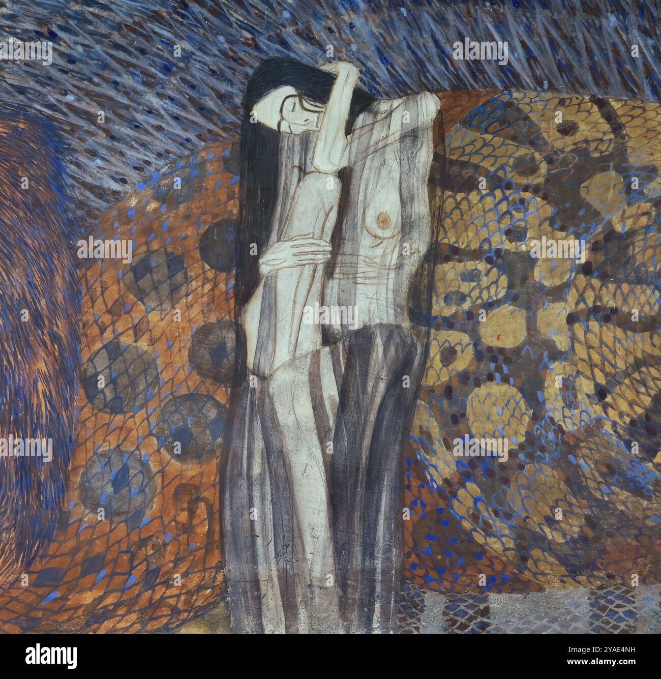 Il dolore soffocante del fregio Beethoven di Gustav Klimt Foto Stock