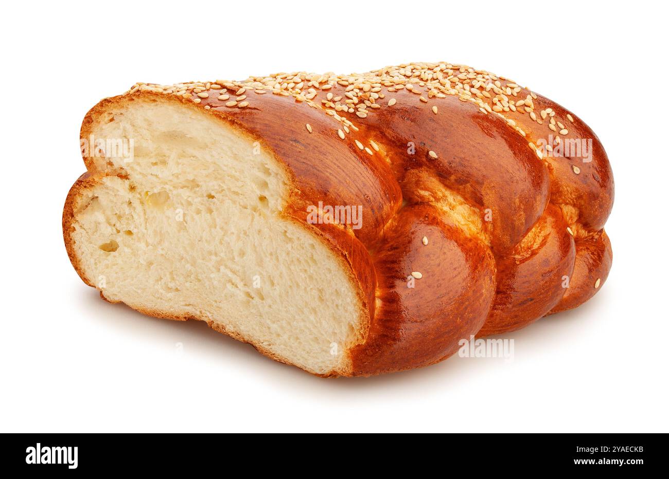 percorso di panini intrecciati a fette isolato su bianco Foto Stock