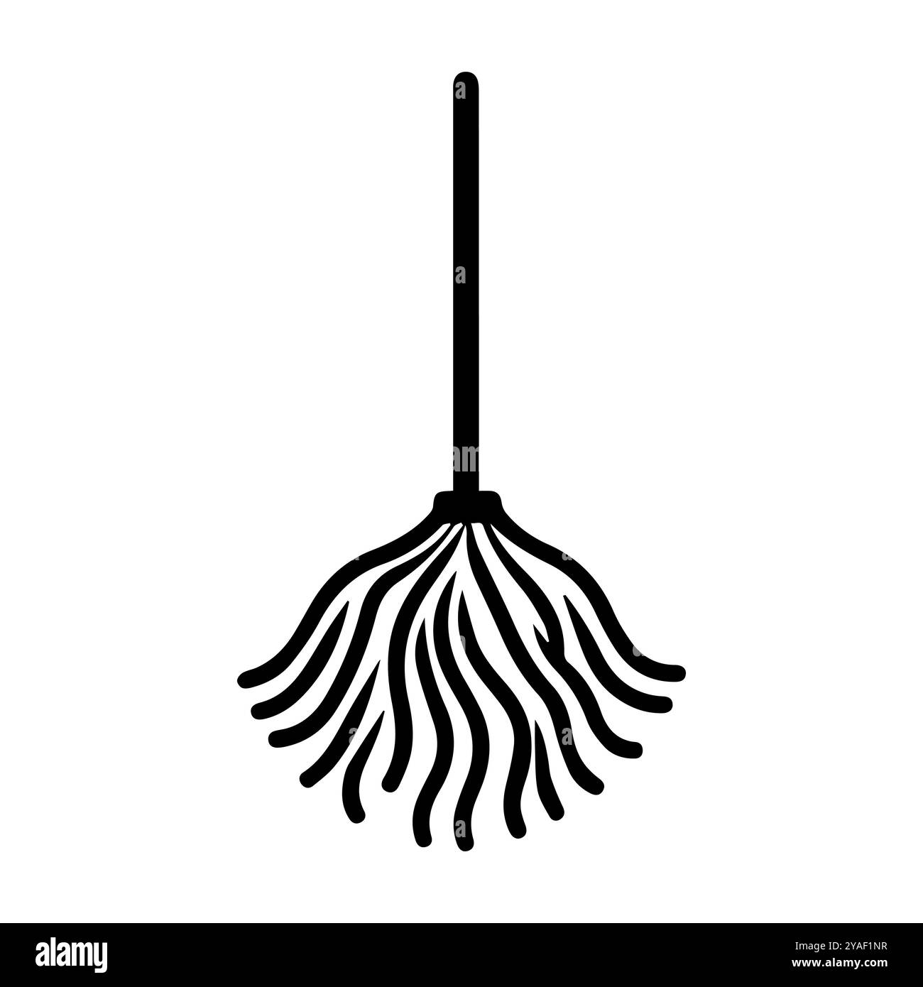 icona mop o simbolo di linea moderna. Grafica a linee vettoriali e design a icone con un contorno audace. Bianco e nero Pixel Perfect simbolo minimalista isolato ba bianca Illustrazione Vettoriale