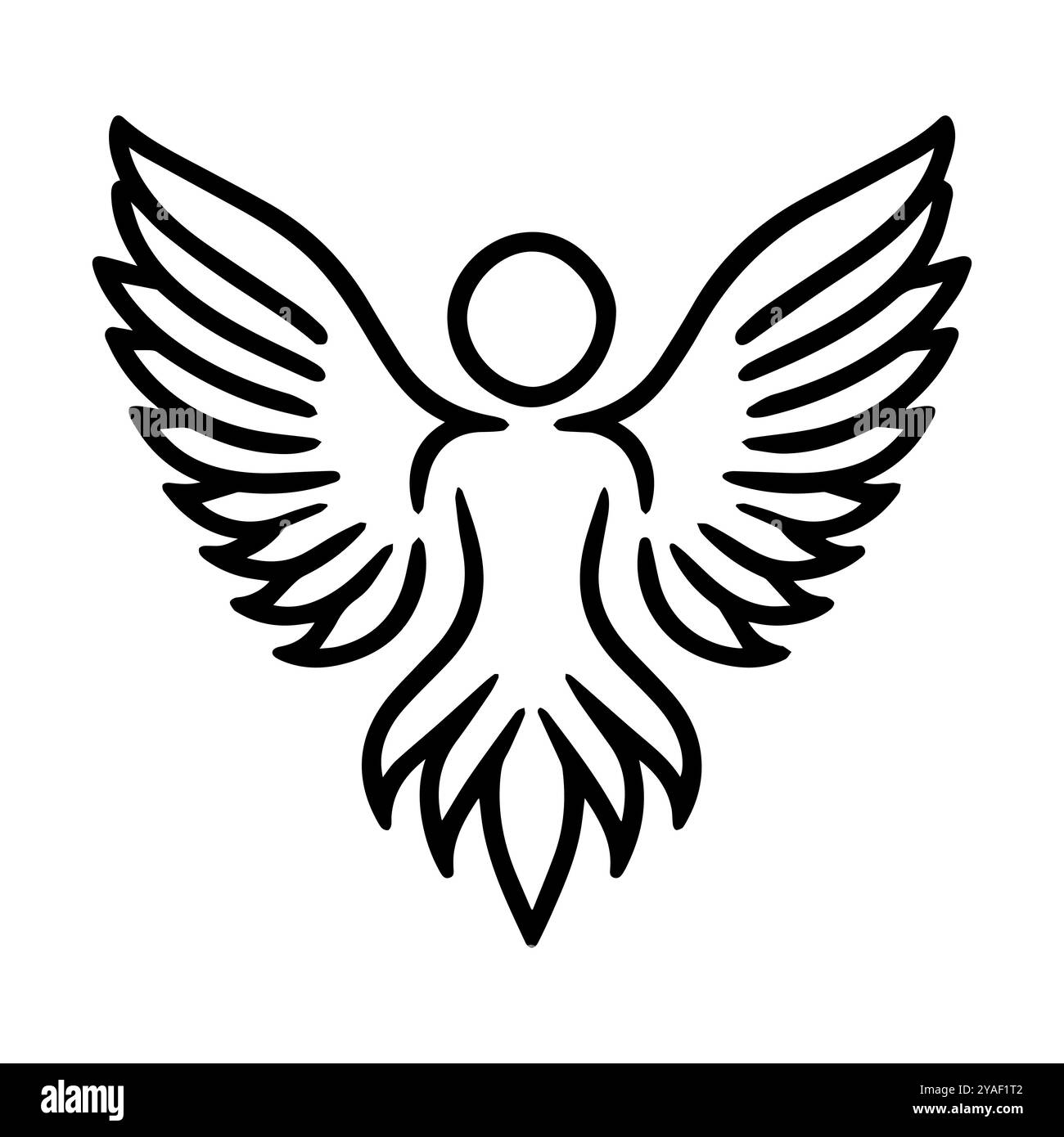 icona dell'angelo o simbolo di linea moderna. Grafica a linee vettoriali e design a icone con un contorno audace. Bianco e nero simbolo minimalista Pixel Perfect bianco isolato Illustrazione Vettoriale