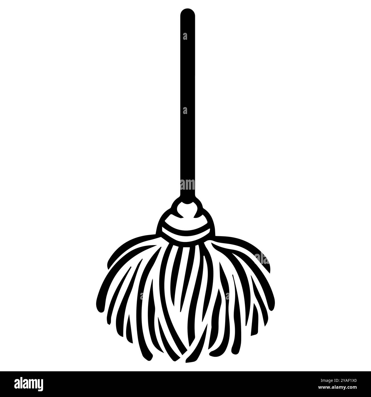 icona mop o simbolo di linea moderna. Grafica a linee vettoriali e design a icone con un contorno audace. Bianco e nero Pixel Perfect simbolo minimalista isolato ba bianca Illustrazione Vettoriale