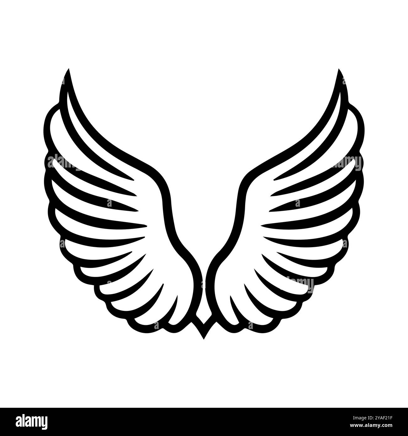 icona dell'angelo o simbolo di linea moderna. Grafica a linee vettoriali e design a icone con un contorno audace. Bianco e nero simbolo minimalista Pixel Perfect bianco isolato Illustrazione Vettoriale