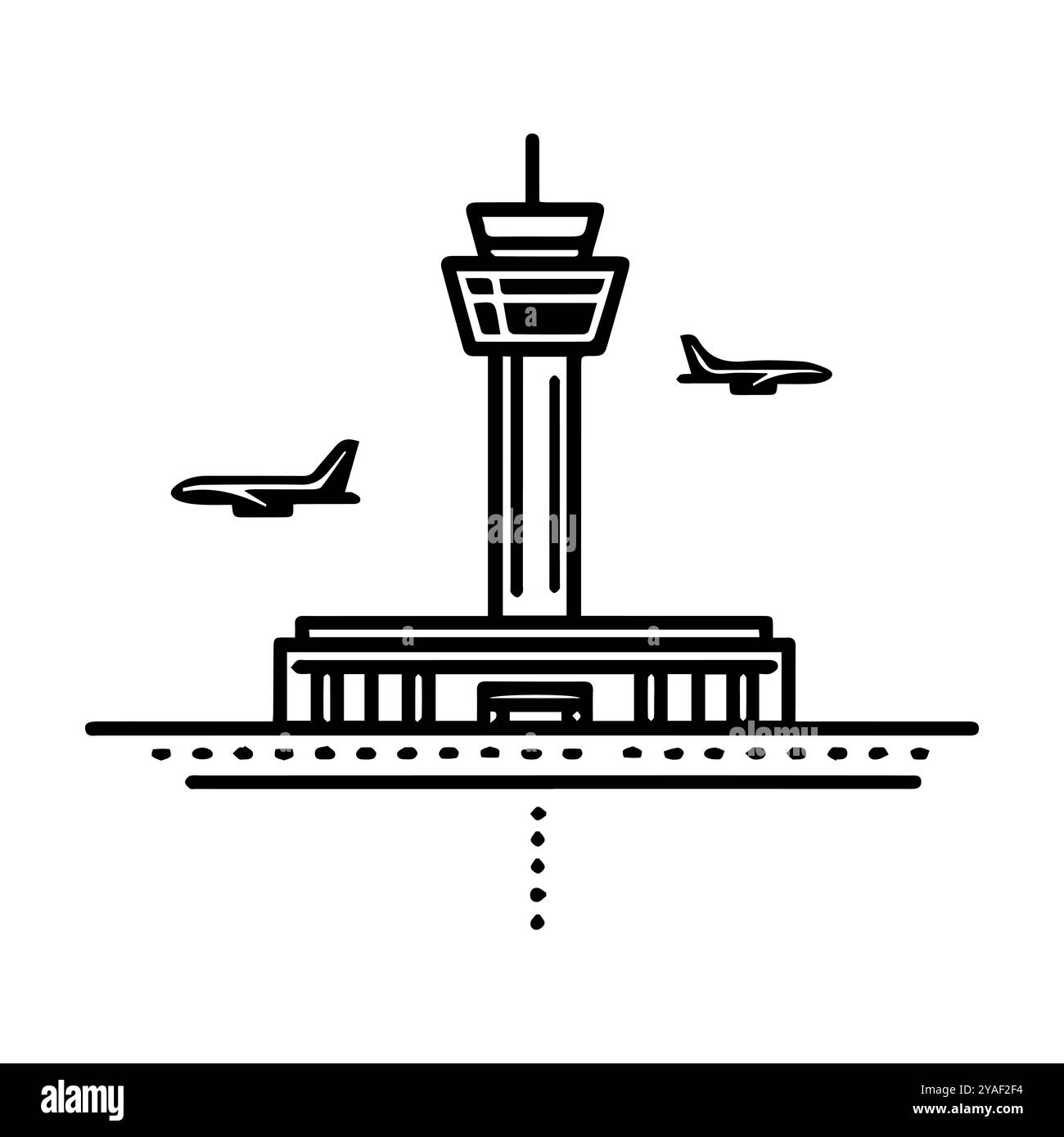 icona dell'aeroporto o simbolo della linea moderna. Grafica a linee vettoriali e design a icone con un contorno audace. Simbolo minimalista Pixel Perfect in bianco e nero isolato Illustrazione Vettoriale