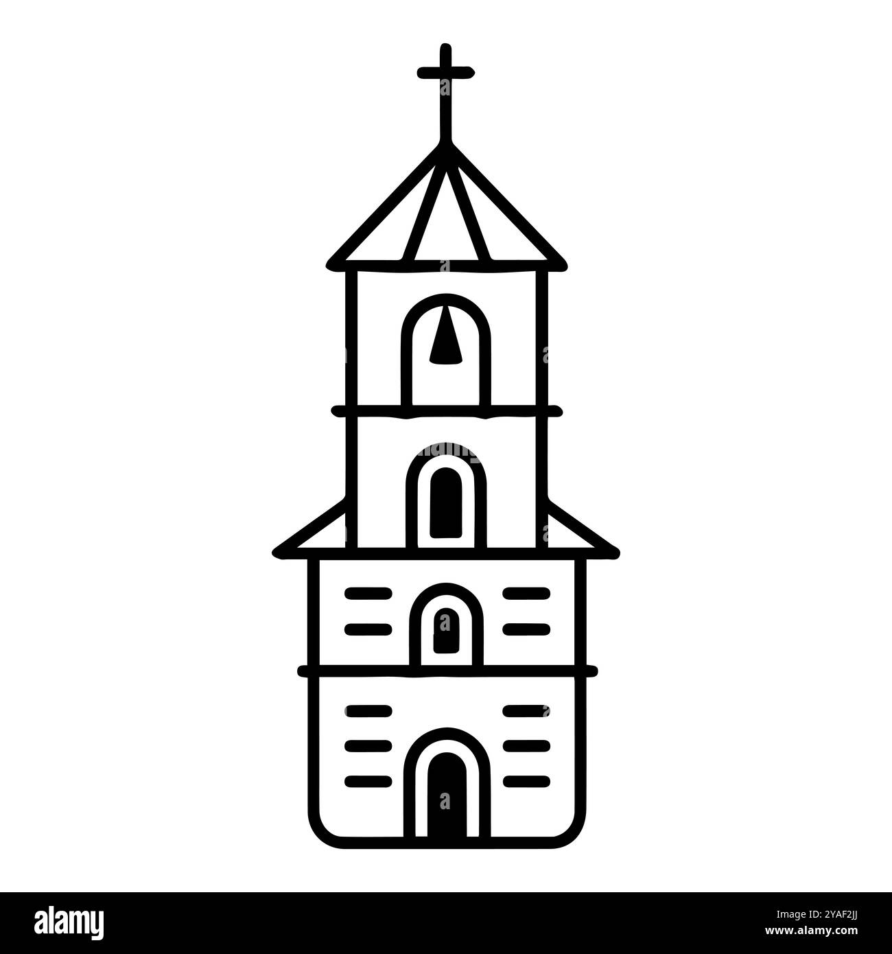 icona belfry o simbolo di linea moderna. Grafica a linee vettoriali e design a icone con un contorno audace. Bianco e nero simbolo minimalista Pixel Perfect bianco isolato Illustrazione Vettoriale