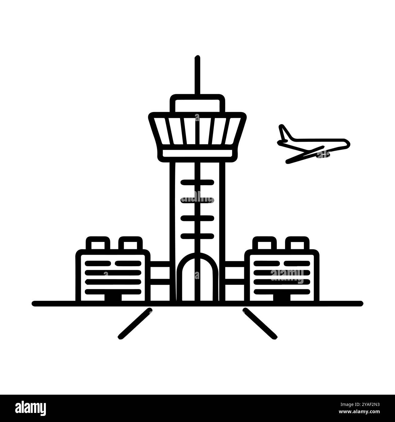 icona dell'aeroporto o simbolo della linea moderna. Grafica a linee vettoriali e design a icone con un contorno audace. Simbolo minimalista Pixel Perfect in bianco e nero isolato Illustrazione Vettoriale