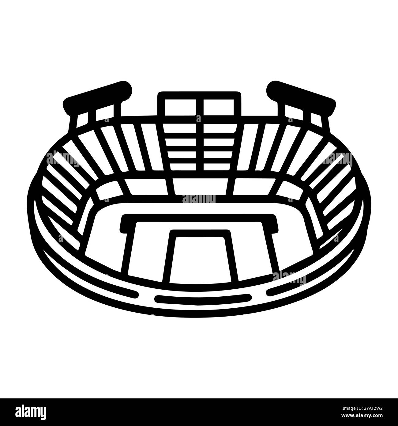 icona dello stadio o simbolo della linea moderna. Grafica a linee vettoriali e design a icone con un contorno audace. Simbolo minimalista Pixel Perfect in bianco e nero isolato Illustrazione Vettoriale