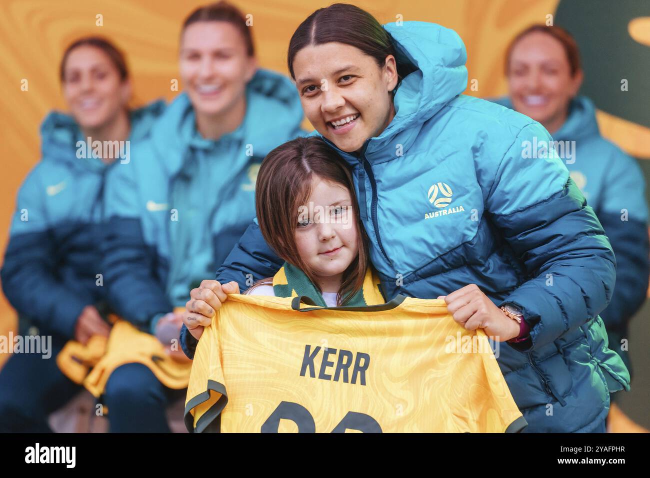 MELBOURNE, AUSTRALIA, 11 LUGLIO: Sam Kerr dell'Australia alla Matildas Women's World Cup annuncio e presentazione a Federation Square il giorno di luglio Foto Stock