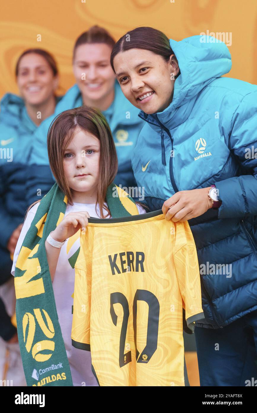 MELBOURNE, AUSTRALIA, 11 LUGLIO: Sam Kerr dell'Australia alla Matildas Women's World Cup annuncio e presentazione a Federation Square il giorno di luglio Foto Stock