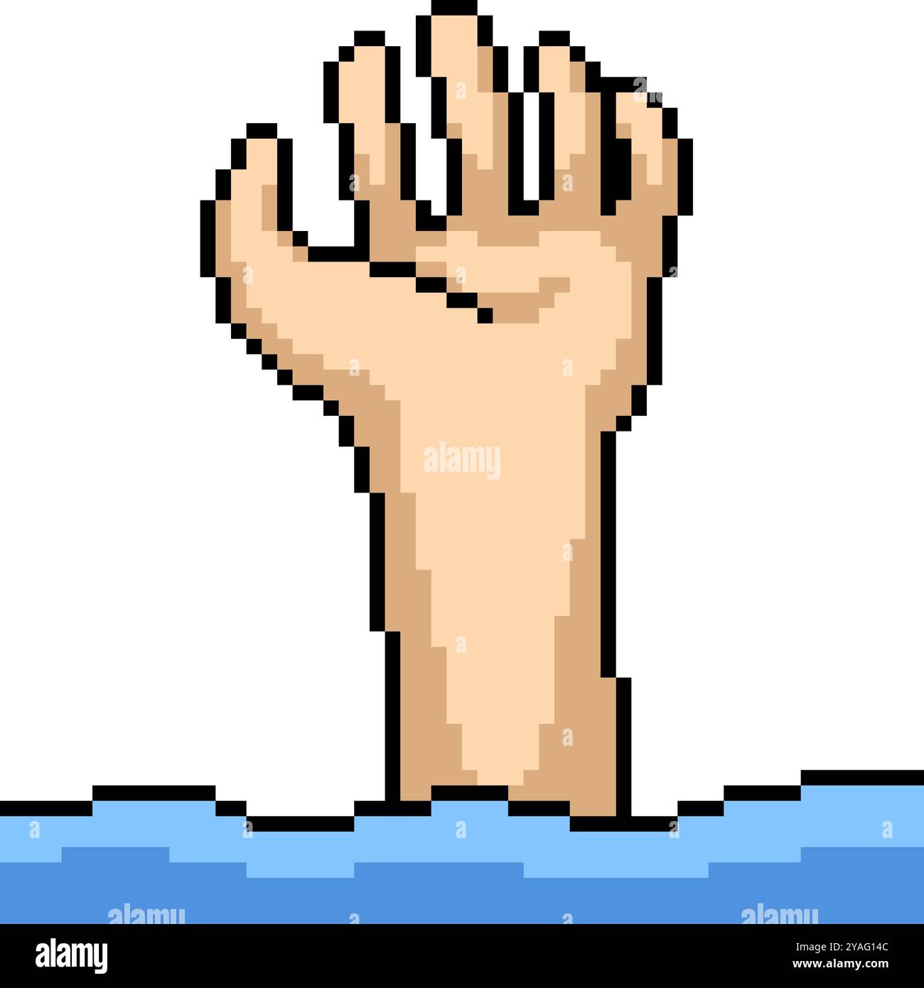 pixel art di hand drown, sfondo isolato senza speranza Illustrazione Vettoriale