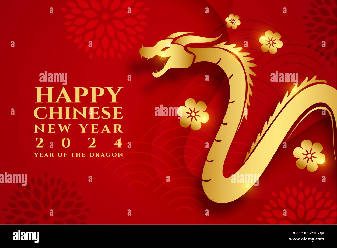 decorativo felice anno nuovo 2024 festoso sfondo lunare vettore Illustrazione Vettoriale