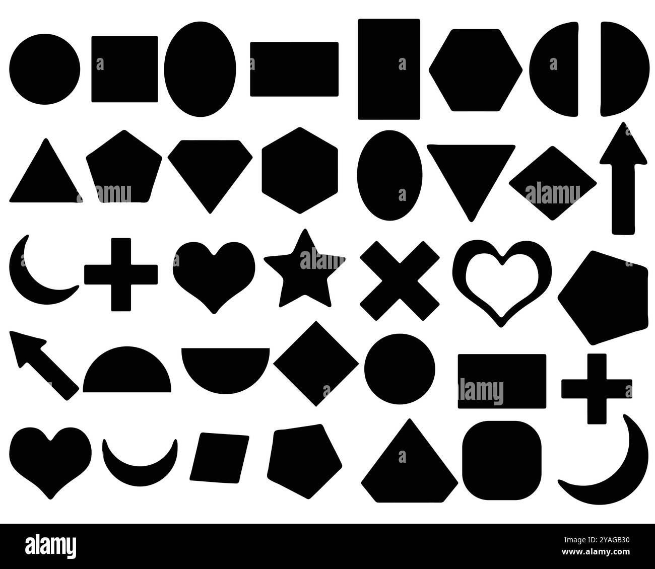 Set di forme geometriche, geometria vettoriale non possibile. Elemento per dipinti astratti per illustrazioni logo su sfondo bianco. Icona Illustrazione Vettoriale