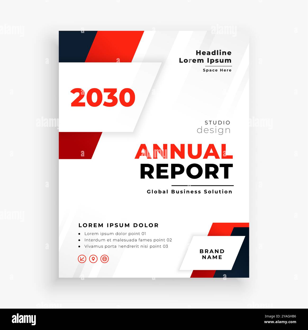 report annuale aziendale vettore di progettazione modello brochure rossa Illustrazione Vettoriale