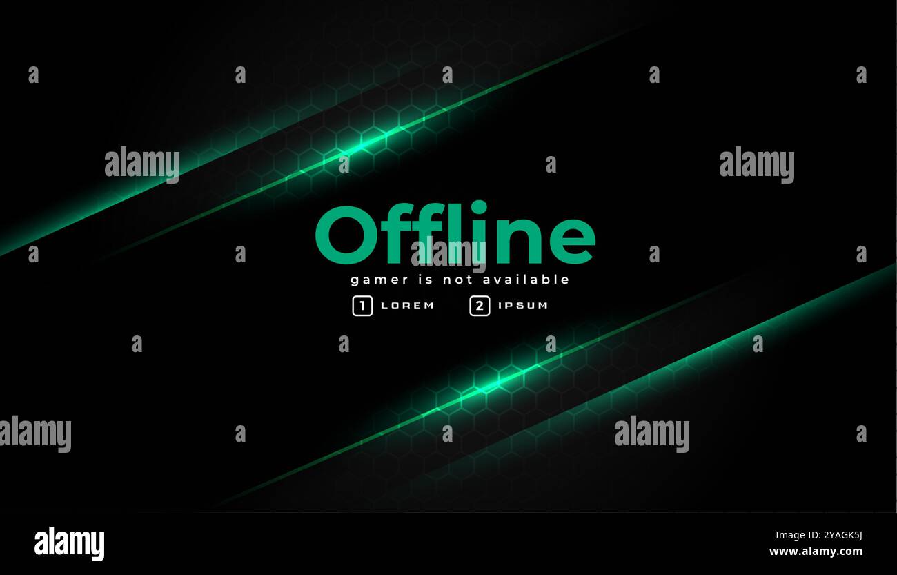 banner astratto per lo schermo di gioco offline con effetto vettoriale brillante Illustrazione Vettoriale