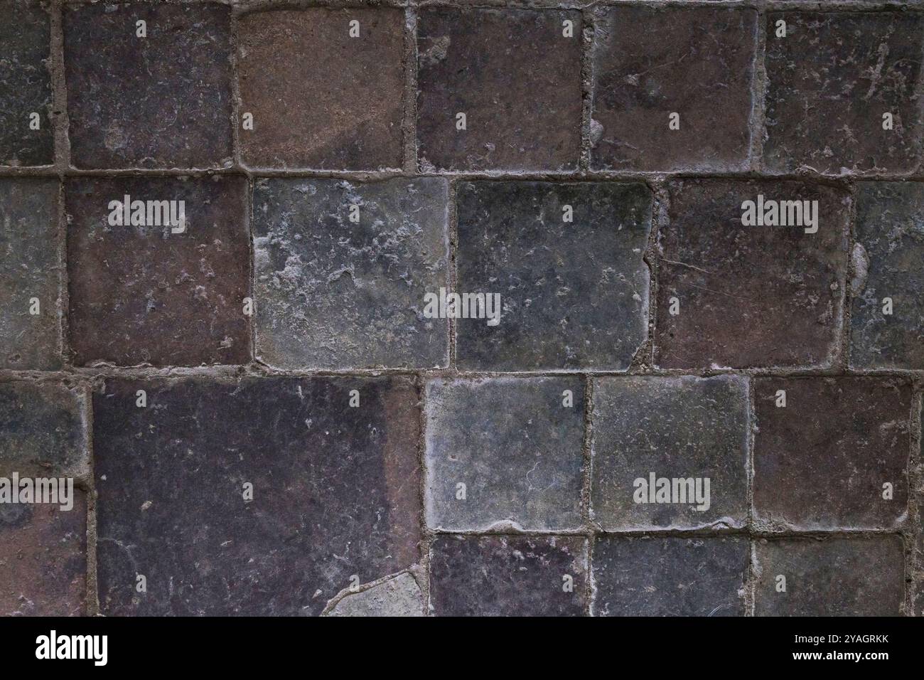 Un'immagine dettagliata di un muro di mattoni che mostra una griglia distinta che aggiunge interesse visivo e texture alla superficie Foto Stock