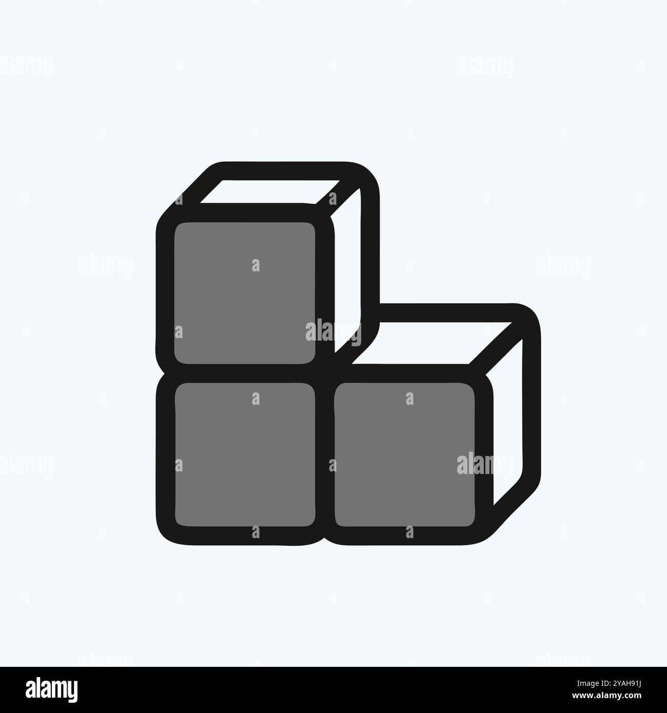 Icona dei blocchi geometrici in bianco e nero Illustrazione Vettoriale