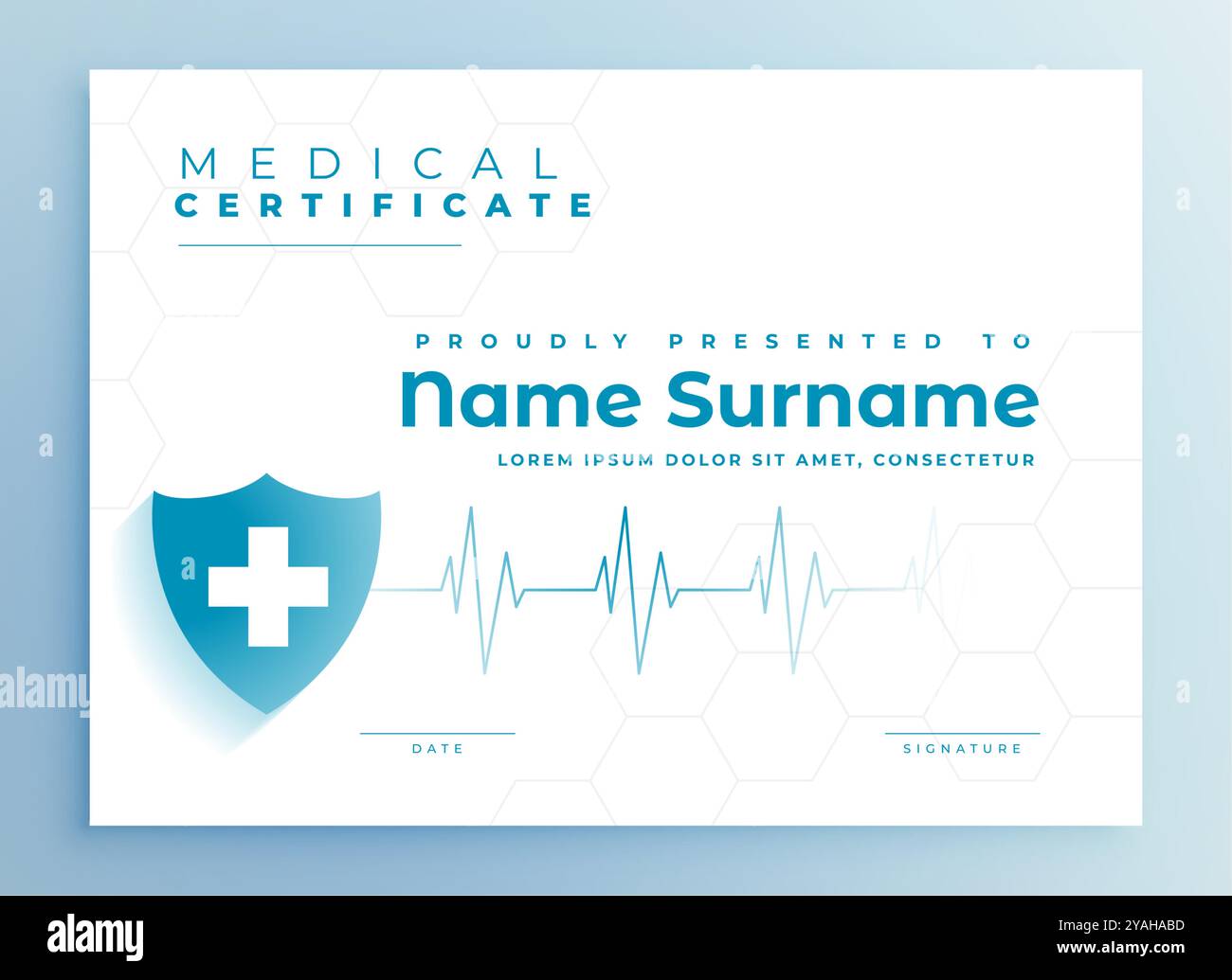 vettore di progettazione del modello di certificato medico o del documento di diploma Illustrazione Vettoriale