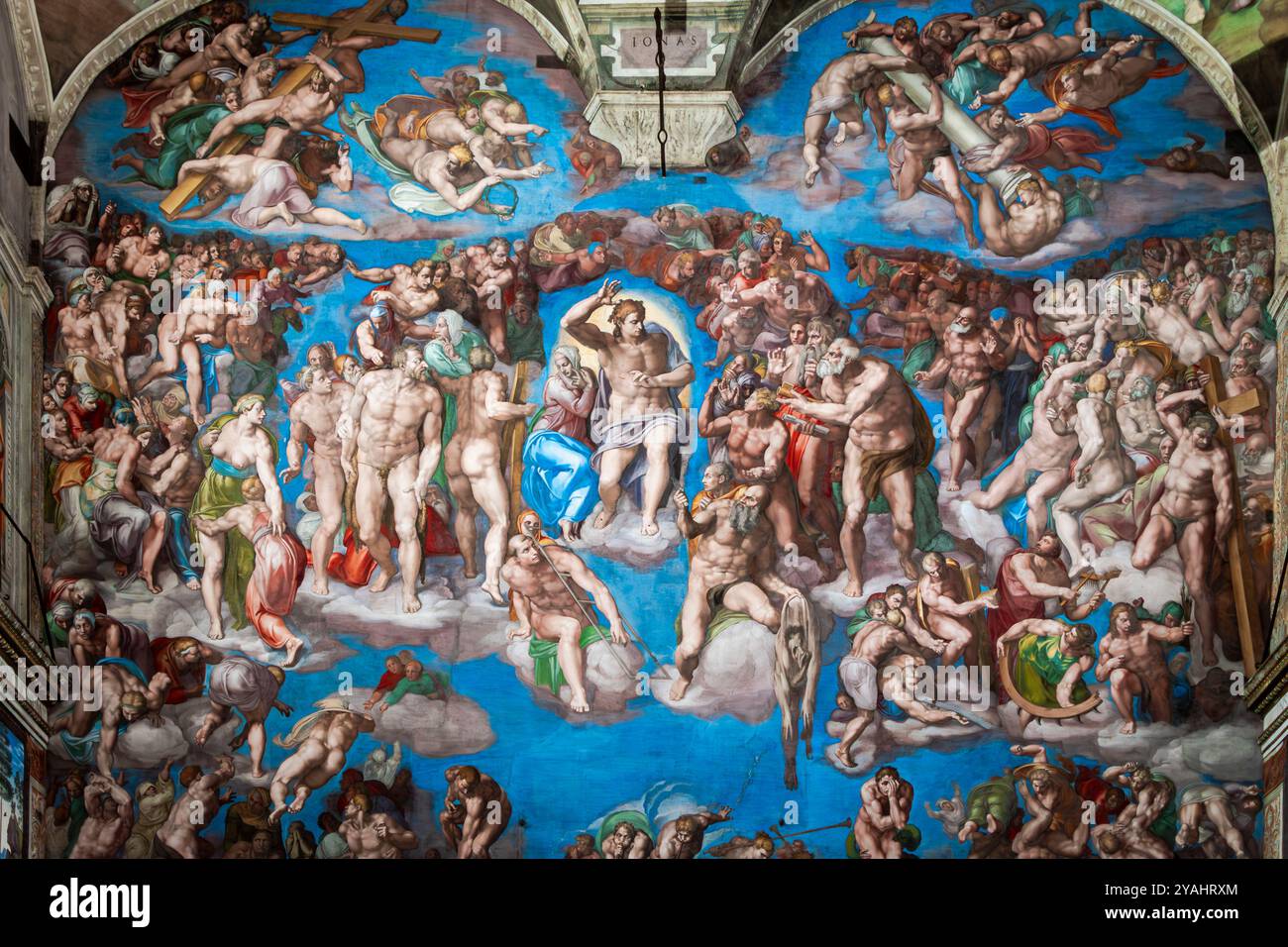 Roma. Città del Vaticano, Musei Vaticani. All'interno della Cappella Sistina, la meraviglia degli affreschi di Michelangelo Buonarroti. Foto Stock