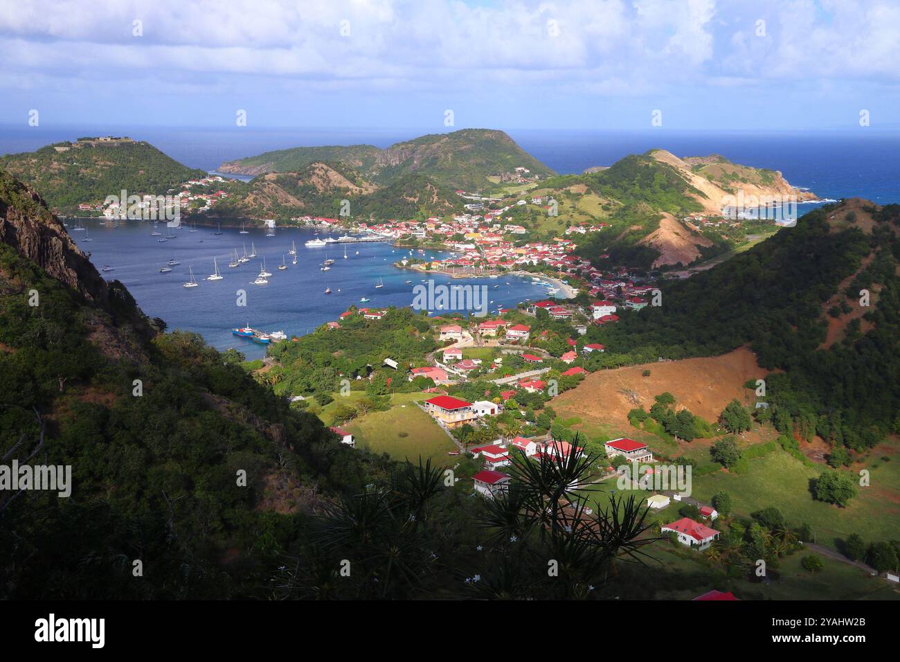 Paesaggio della Guadalupa - isole Les Saintes. Porto di Terre de Haut. I posti migliori dei Caraibi. Foto Stock