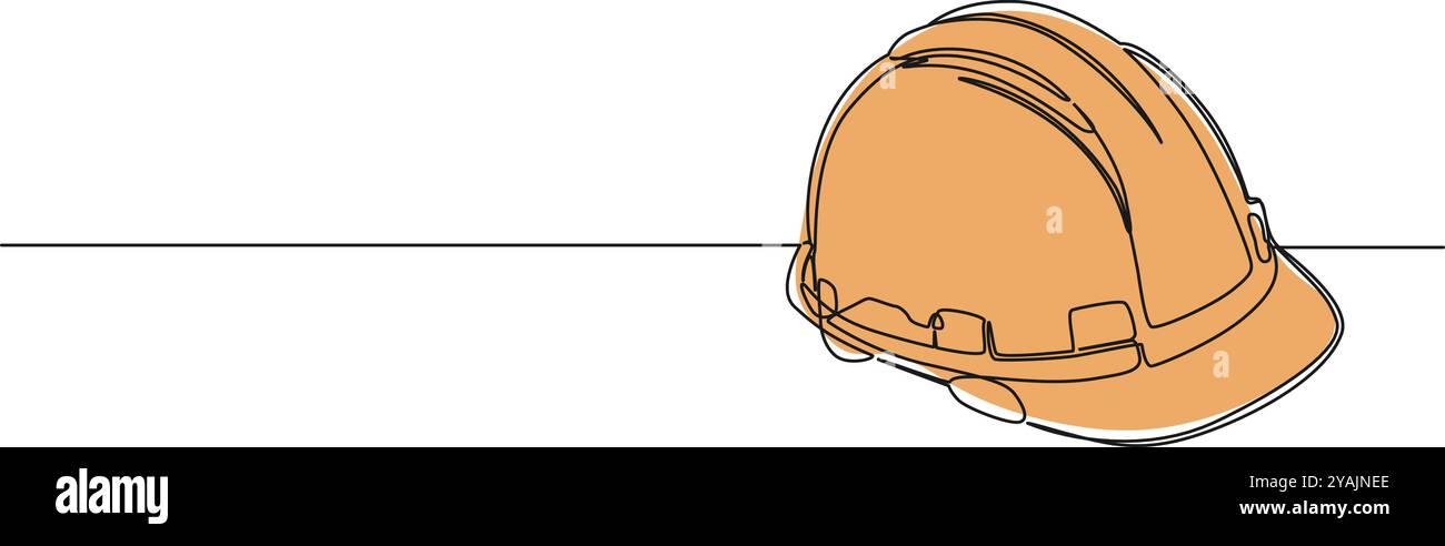 disegno continuo a linea singola dell'elmetto, illustrazione vettoriale line art Illustrazione Vettoriale