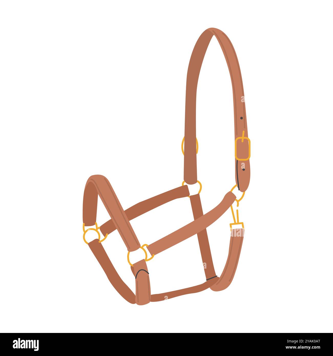 Cavallo Halter. Collare per l'allenamento dei cavalli. Attrezzature per stalle. Tack in pelle per equitazione. Sport equini. Accessori per la cura dei cavalli. Iarda. Vettore Illustrazione Vettoriale