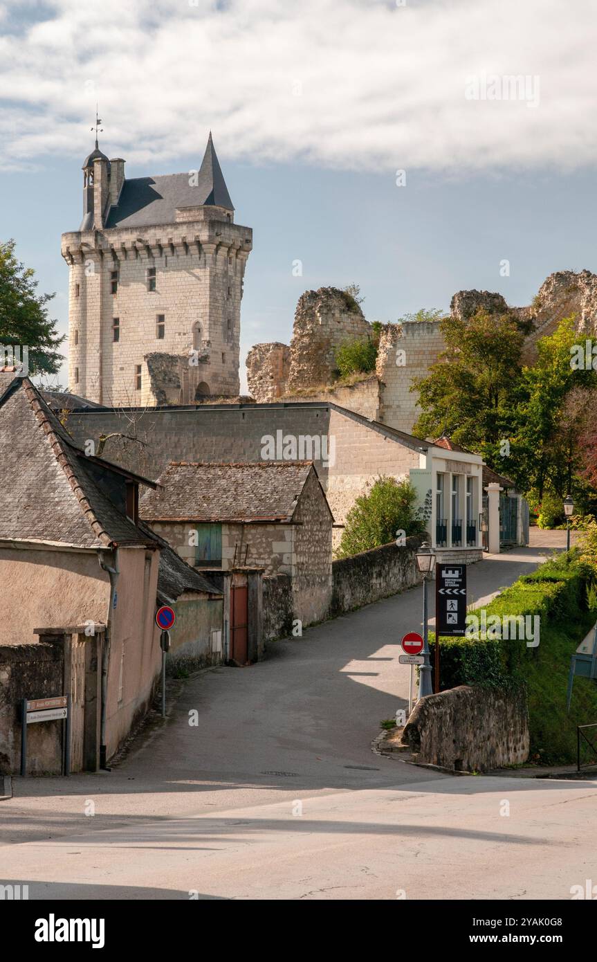 La torre medievale della fortezza reale di Chinon, Chinon, Loire-Anjou-Touraine Parco Naturale Regionale, Valle della Loira, patrimonio mondiale dell'UNESCO S. Foto Stock
