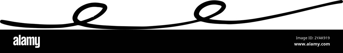 Linea di divisione riccia disegnata a mano icona vettoriale illustrazione elemento di design di Swish, swash, Swoosh sottolineatura turbolenza linea di scoiattolo Illustrazione Vettoriale